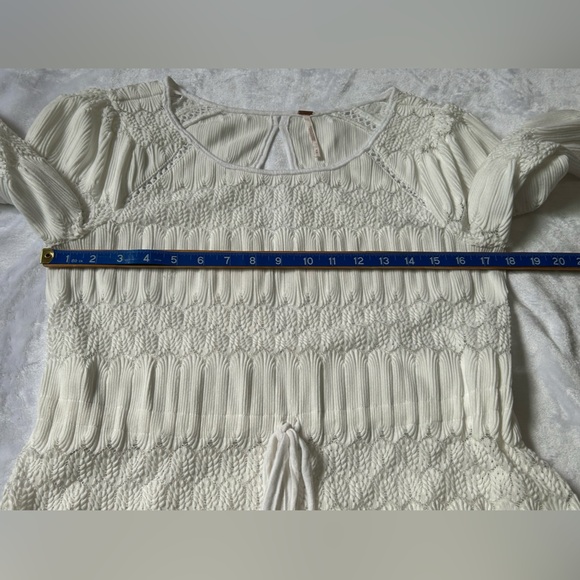 Free People Boho Crochet Knit Peplum Top Ivory | Size M - Picture 9 of 10